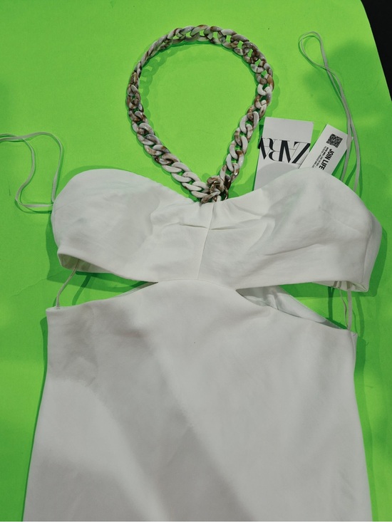 Zara Dresses & Skirts - Zara Strapless Chain Cut Out Long Bodycon Dress White Sleeveless size S